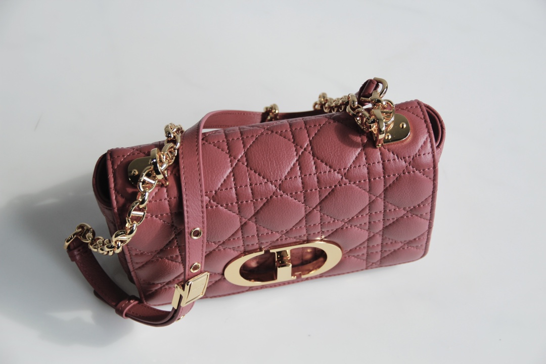 Small Dior Caro Bag Cherry Pink Supple Cannage Calfskin